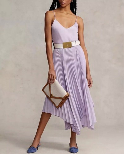 LAUREN RALPH LAUREN NWT $198 Polo Ralph Lauren Spaghetti Strap Camisole Top Satin Light Purple Sz 10