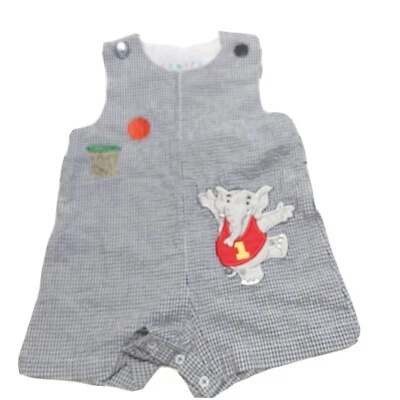 Mameluco Samara Niño Pequeño Talla 18 M Azul y Blanco Elefante Baloncesto Bordado Foto 1 de 4