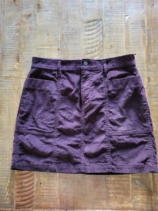 Antigua Falda Azul Marino Para Mujer Talla 8 Marrón Ciruela Pana Bolsillos Elastizada Suave Mini - Imagen 1 de 6