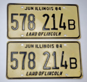 1984 ILLINOIS Land of Lincoln License Plate Matching Pair # 578 214B - Picture 1 of 4