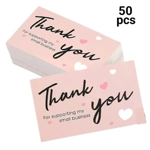 50 Pcs " Thank You " Business Cards Pink Color - Picture 1 of 3