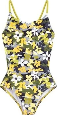 Kanu Surf Girls' Hurricane Beach 1-Piece Swimsuit, Garden Camo Black/Olive, 7 - Image 1 of 4