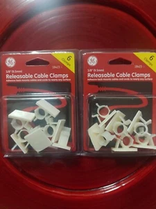 2pk (12) GE Releasable adjustable Cable cord Clamps adhesive holders, 3/8" - Picture 1 of 7