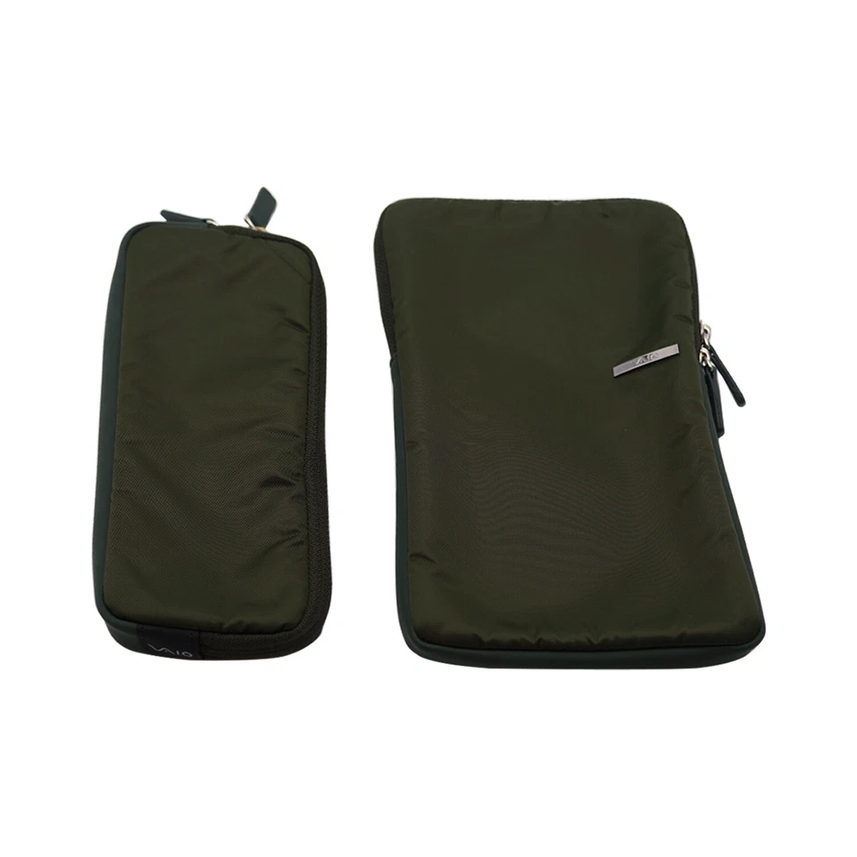 Sony VAIO P Series Laptop Sleeve Case w/ Adapter Pouch | 5.5"x10.5"| White/Green - Image 1 of 4