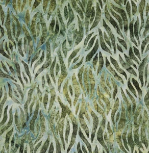 BATIK Sea Grass Green Blue Approx 8 Inches Cotton 10 SQUARES - Picture 1 of 3