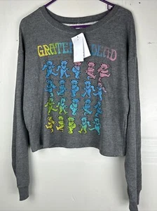 Love Tribe | Grateful Dead Cropped Wide neck Sweatshirt | Juniors Size XL | Gray - Picture 1 of 6