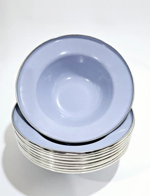 Juego de 9 cuencos de metal esmaltado de formación vintage color "burple" 7,5" Foto 1 de 4