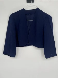 Vintage 50s Bolero Shrug Cardigan Navy Blue Cropped Jacket No Size Approx. M - Picture 1 of 8