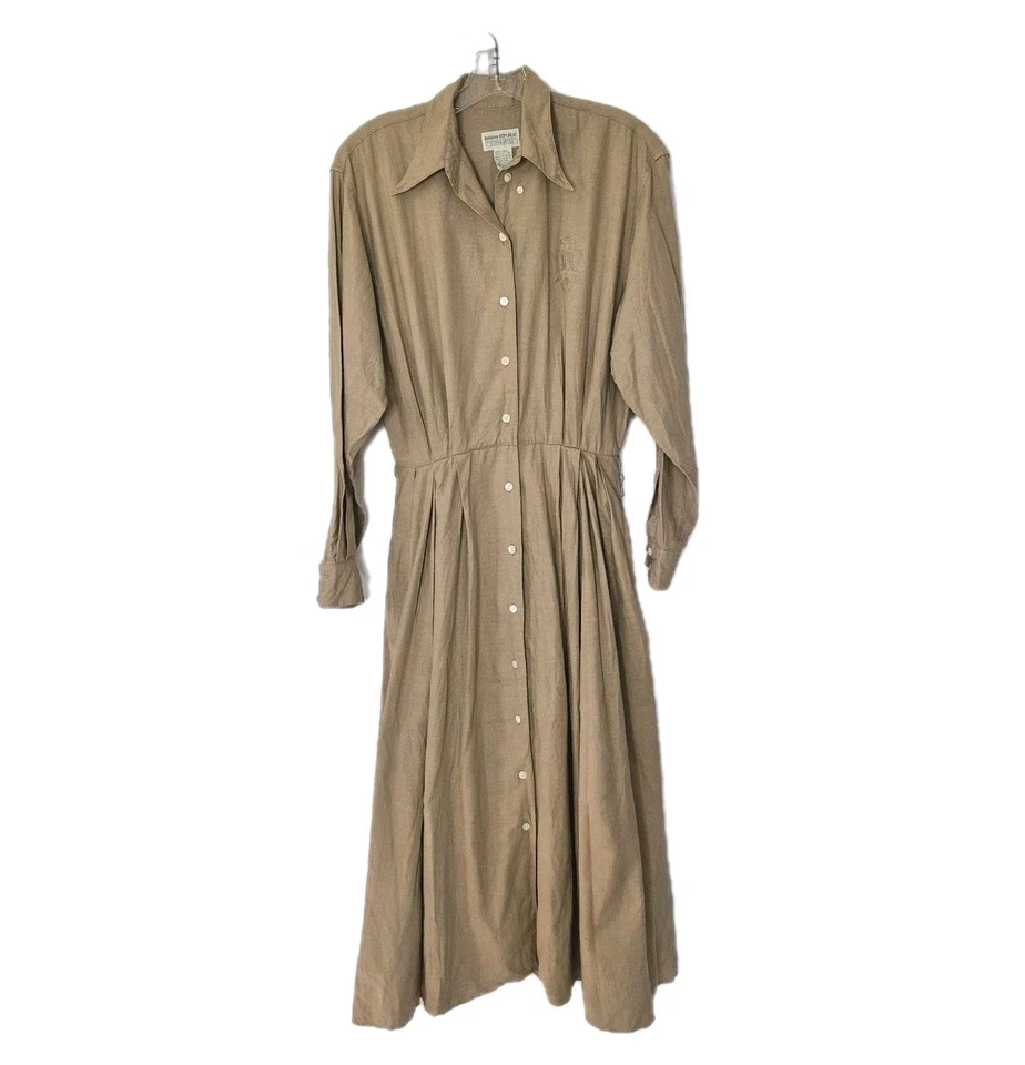 Vestido Camisa Largo Caqui Lino Viaje Banana Republic Safari Vintage Talla 8 Años 80 Foto 1 de 4