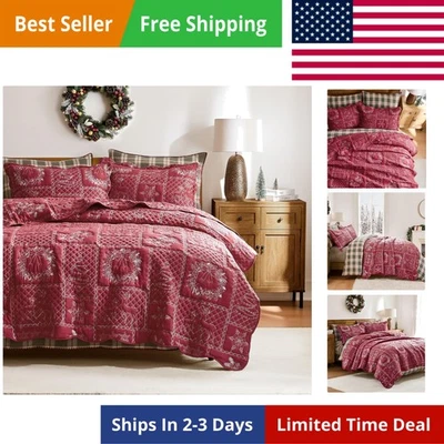 Juegos de cama edredón Christmas California Cal King Size con 2 fundas, talla grande Foto 1 de 4