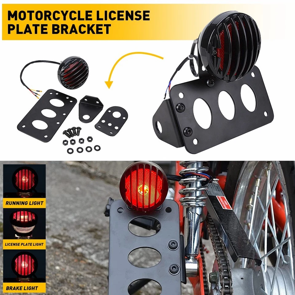 Motorcycle LED Red&White Tail Brake Light License Plate Bracket Kit For Honda US Foto 1 de 4