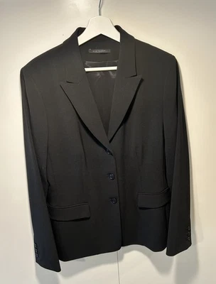 ELIE TAHARI Mezcla Lana Negro Moderno Carrera Oficina Chaqueta Blazer Talla 14 3 Botones Foto 1 de 4