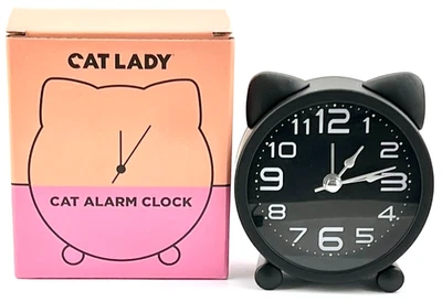 New in Box Kitty Cat Alarm Clock Black Analog Dial by Cat Lady - Image 1 of 4