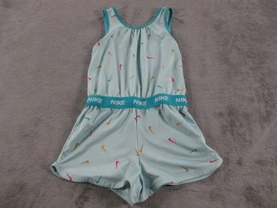 Nike Romper девочек 6 бирюзовый Dri-FIT цельный Swoosh печать без рукавов Athletic - Изображение 1 из 4