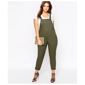 ASOS Curve Overalls In Olive Twill Plus Size Adjustable Slim Fit NWOT Size 18 - Picture 1 of 16
