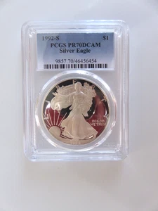 1992-S American Proof Silver Eagle Coin PCGS PR70 DCAM - Picture 1 of 2