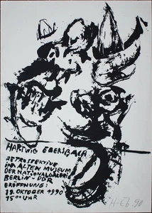 Hartwig Ebersbach Einladung Nationalgalerie Berlin Offsetdruck 1990 - Picture 1 of 2