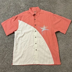 Bamboo Cay Herren Medium Pfirsich/Elfenbein Hemd bestickt Wildblumen Knopfleiste - Bild 1 von 6