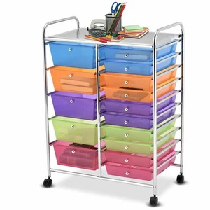 15 Drawer Rolling Storage Cart Tools Scrapbook Paper Office Organizer - Picture 1 of 12
