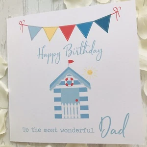 Personalisierte Strandhütte Geburtstagskarte Papa Papa Opa Geburtstag Vatertag - Bild 1 von 3