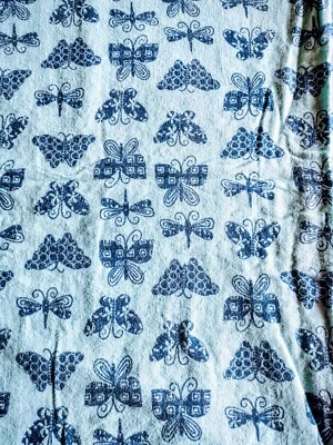 Cotton Flannel Fabric Lt Blue w Blue Butterflies 2 3/4 Yds (102") L by 40" W - Image 1 of 3