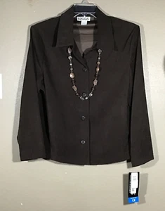 NWT Briggs Women's Blazer Jacket Size 1X Brown Long Sleeve Velvet Feel C-2 - Picture 1 of 10