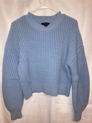 Suéter Banana Republic Grueso Tejido Recortado Cuello Redondo Azul Talla Mediana Foto 1 de 4