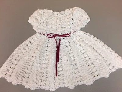 Girls White Crochet Dress  - Image 1 of 4