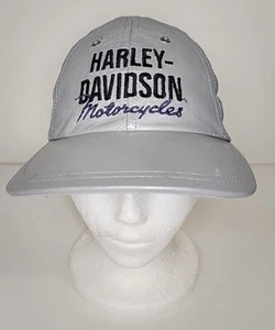 VTG Harley Davidson Hat Cap Womens Strapback Silver Leather Vented Embroidered - Picture 1 of 9