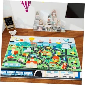 Road Traffic Kids Rug Nylon, 59×39.4IN Country City S-39.4×59 IN City Map Road - Picture 1 of 7
