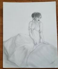 Guinevere, wife of King Arthur pencil drawing "Waiting for Lancelot" 17" x 14"