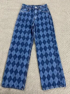 H&M Wide High Waist Girls Jeans Blue Size 14 Wide Leg - Picture 1 of 13