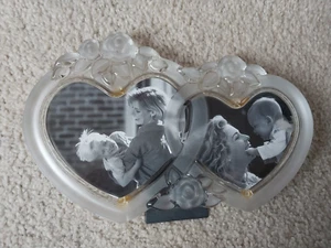 Mikasa Crystal / Rosemont 11" Double Heart Picture Frame / Retired Design - Picture 1 of 4
