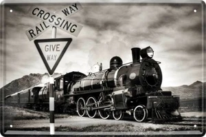 Blechschild 20x30 Eisenbahn historisch Dampflok USA Railway Sammler Geschenk Bar - Bild 1 von 1