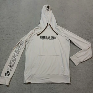 American Eagle Hoodie Herren Small weiß Pullover leichtes Performance Shirt - Bild 1 von 16