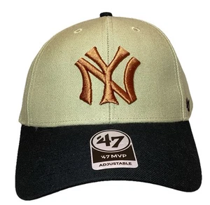 New York Yankees '47 Marke MVP Herren beige, braun und schwarz verstellbar Mütze *NEU* - Bild 1 von 10
