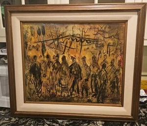 Pascal Cucaro, Original Ölgemälde signiert. Basar, Menge, Karnevalsszene. - Bild 1 von 11
