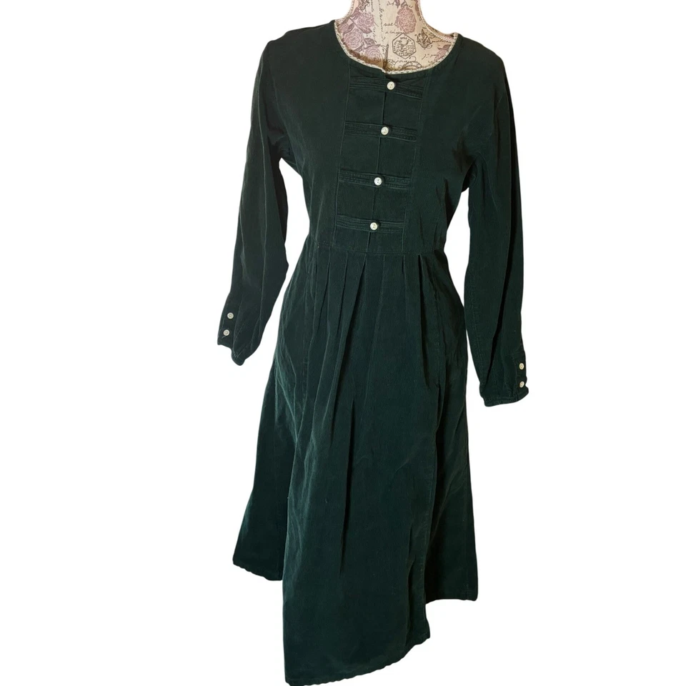 Vintage Corduroy Dress Green Size 8-10 Long Sleeve WICKED Wear - Image 1 of 4