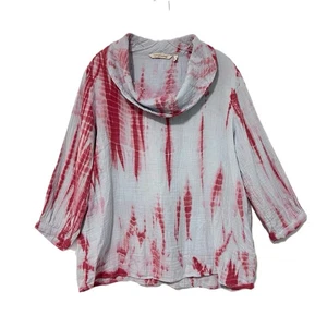 Weiche Umrandung Sierra Gaze Pullover Oberteil Large Batik Wasserfallausschnitt 3/4-Arm - Bild 1 von 9