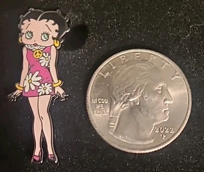 DANBURY MINT BETTY BOOP Short Purple Floral Dress Lapel Pin - Image 1 of 2