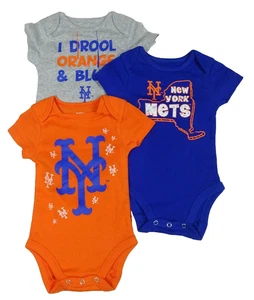 New York Mets MLB Majestic Infant 3 Piece Creeper Set - Picture 1 of 8