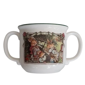 Tazza tazza vintage Villeroy Boch Foxwood Tales doppio manico giardino picnic 2-7/8"H - Foto 1 di 11