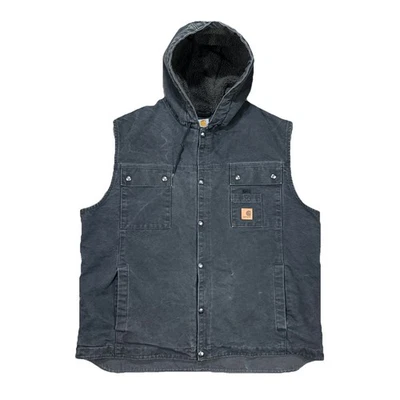 Carhartt Sandstone Sherpa-Lined Multi-Pocket Hooded Vest “Black” 100114-001 2XL - Image 1 of 4
