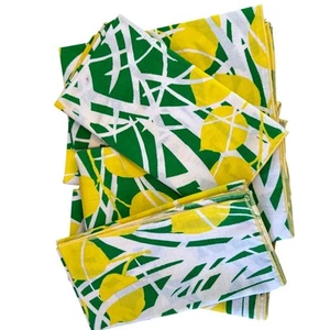 Set of 6 Vintage Tropical Lemon Citrus Print Cloth Napkins - Picture 1 of 2