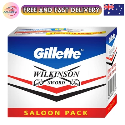 100 X Gillette Wilkinson Sword Double Edge Safety Razor Blades Saloon Pack - image 1 of 2