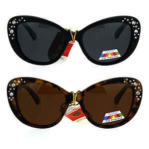 Antiglare Polarized Rhinestone Bling Thick Plastic Cat Eye Diva Sunglasses