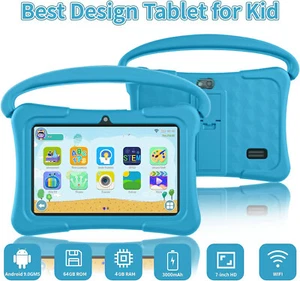 64GB Android 9.1 7''  Kids Google Tablet PC Dual Camera Quad-core Bundle Case  - Picture 1 of 27