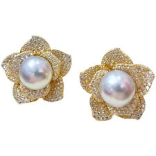 gorgeous 9-10mm south sea round white pearl stud earring 925s(sp)