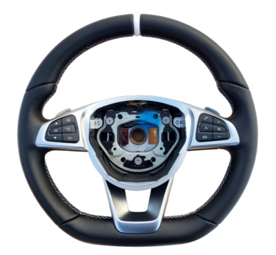 NEW Leather Mercedes AMG Sport 2014+ Steering Wheel W205 W213 OEM white - Image 1 of 4