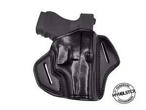 OWB Open Top Concealable Leather Belt Holster Fits Walther PK380 - Picture 1 of 3